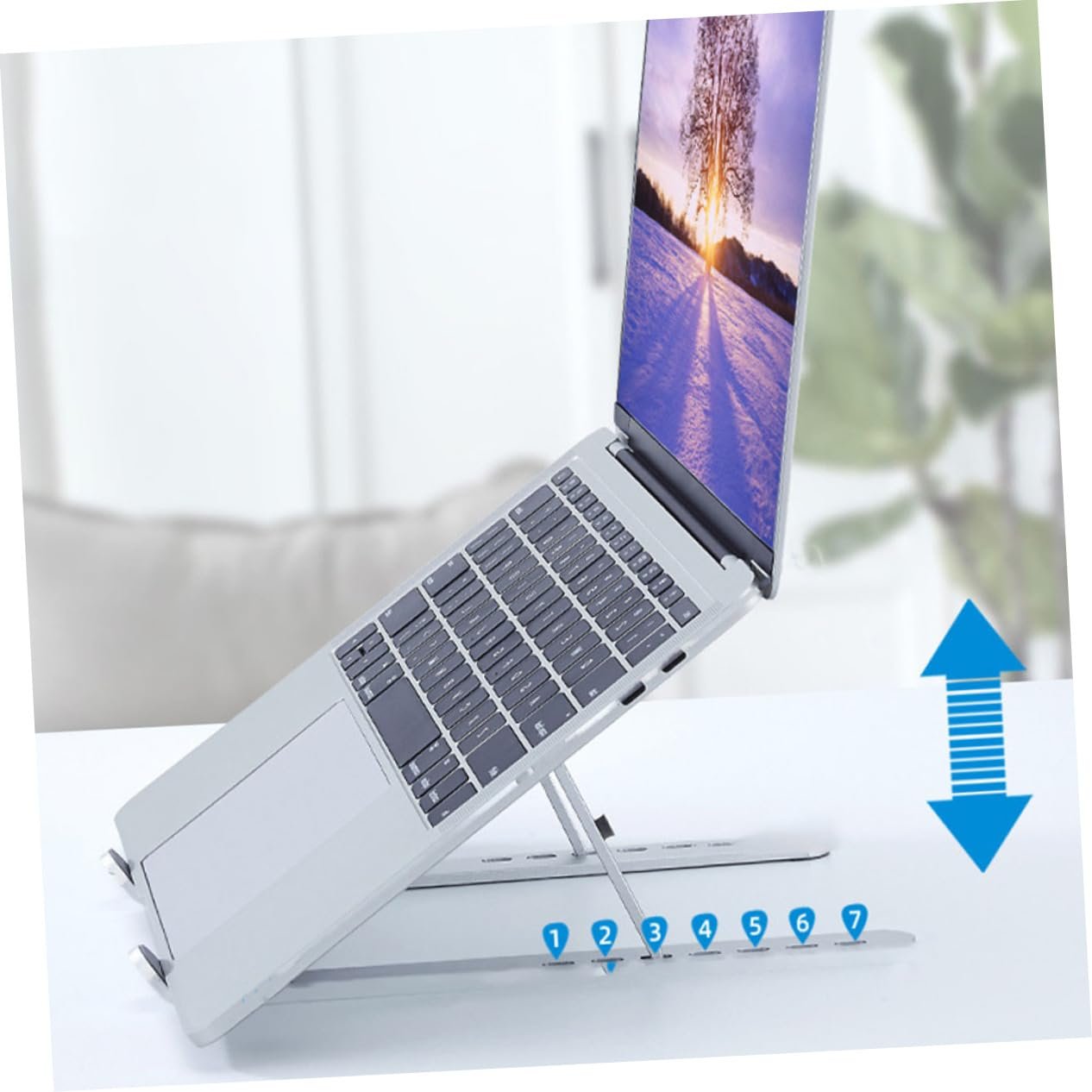 Підставка для ноутбука алюмінієва складана, регульована по висоті, стабільна, ергономічна, портативна, міцна, сумісна з усіма ноутбуками, фото №4