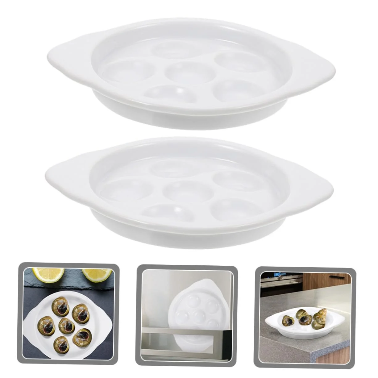 Набор форм для запекания улиток 2 шт керамические с ручками для морепродуктов, фото №8 Набор форм для запекания улиток 2 шт керамические с ручками для морепродуктов, фото №8