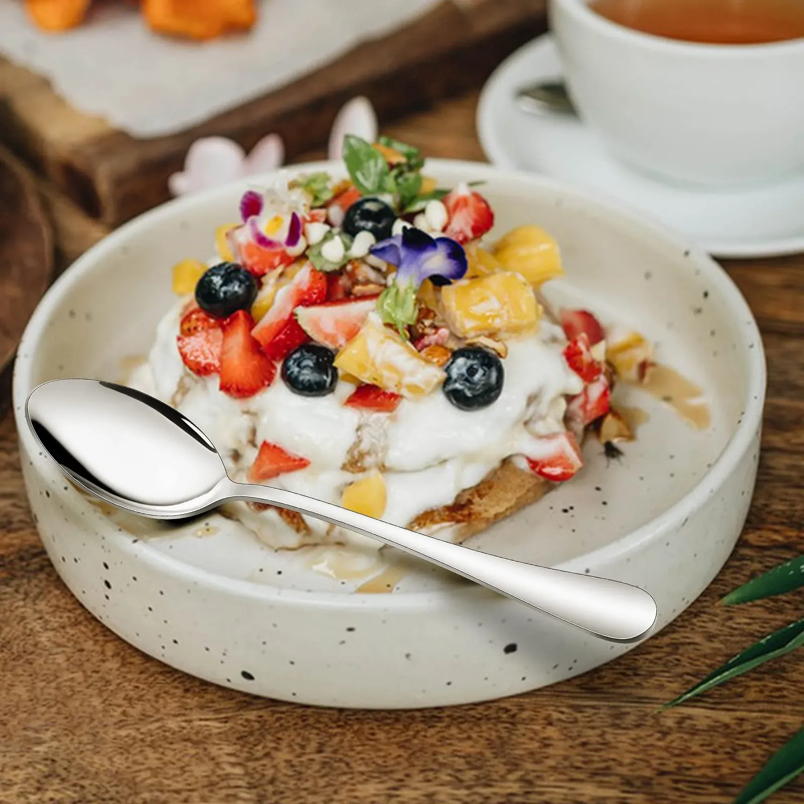 Ложки для кави Joyfair, 12 штук, чайні ложки з нержавіючої сталі, десертні ложки, набір з 12 маленьких ложок для дому/ресторану/готелю/кафе, круглі ручки та гладкі краї, можна мити в посудомийній машині 15 cm, фото №5