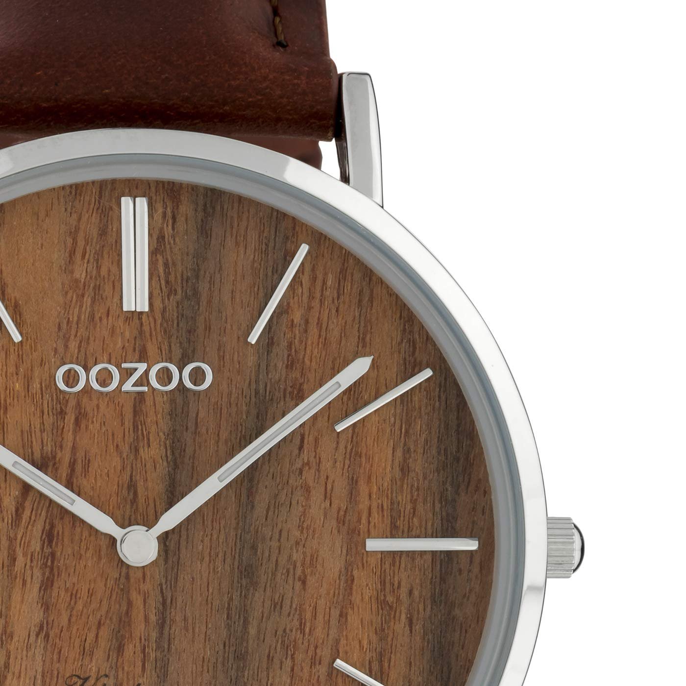 Годинник жіночий Oozoo Flat Vintage з дерев'яним циферблатом і шкіряним ремінцем 40 мм, фото №4
