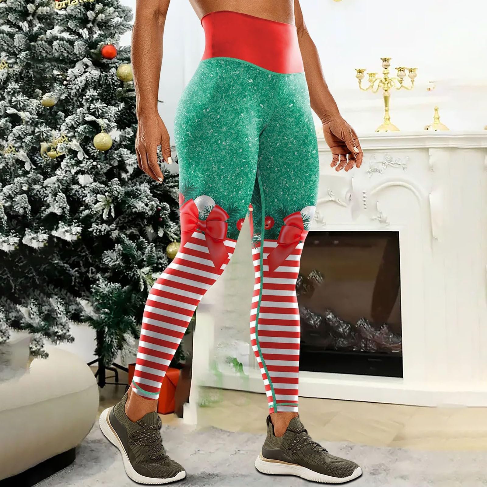 Жіночі колготки та легінси Santa Claus Workout Yoga Pants м'які та тонкі Po-Lift Різдвяні костюми висока талія Різдвяний костюм Yoga висока талія, фото №2