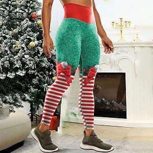 Жіночі колготки та легінси Santa Claus Workout Yoga Pants м'які та тонкі Po-Lift Різдвяні костюми висока талія Різдвяний костюм Yoga висока талія synthetic.ua - Фото 1