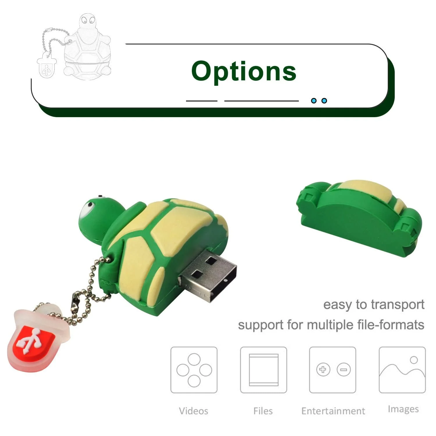 USB-накопичувач BorlterClamp 32ГБ USB 2.0 Черепаха Green, фото №2 USB-накопичувач BorlterClamp 32ГБ USB 2.0 Черепаха Green, фото №2