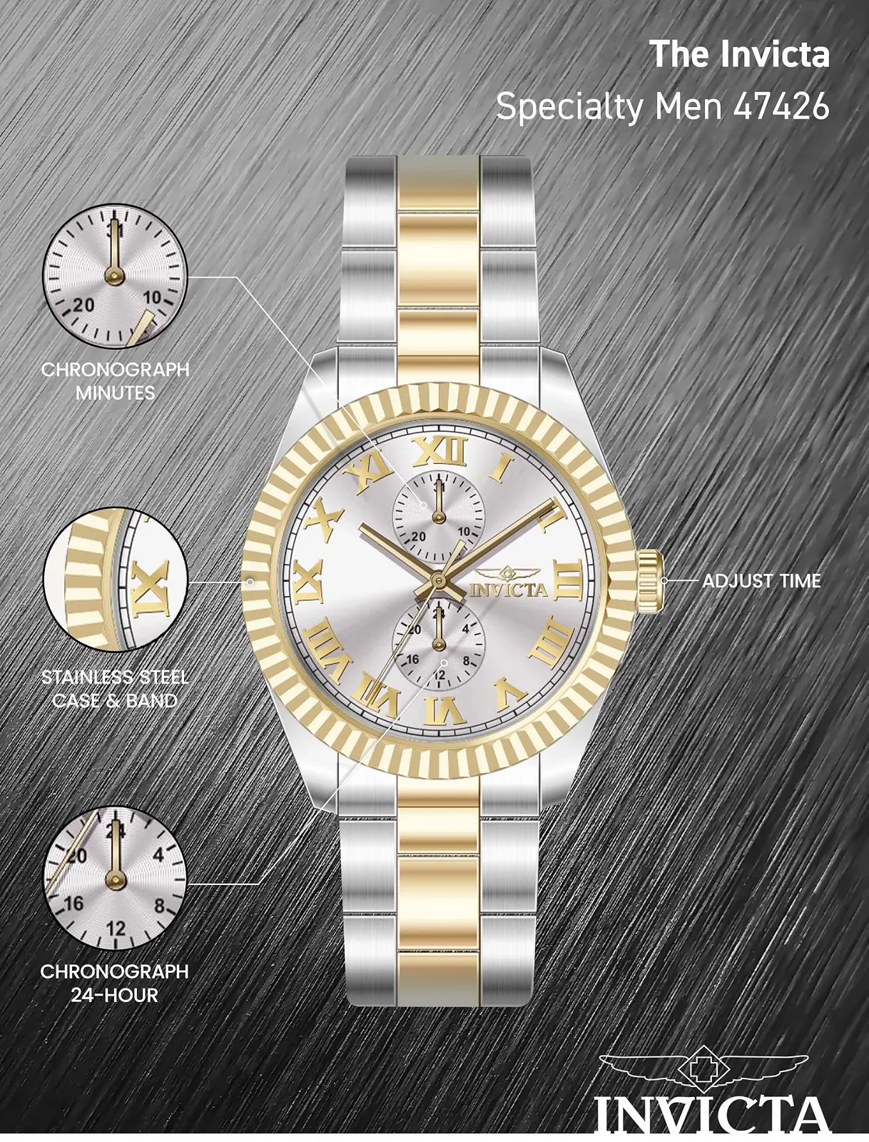 Годинник Invicta Specialty 47426 Чоловічий, Аналоговий, Кварцовий механізм, фото №4