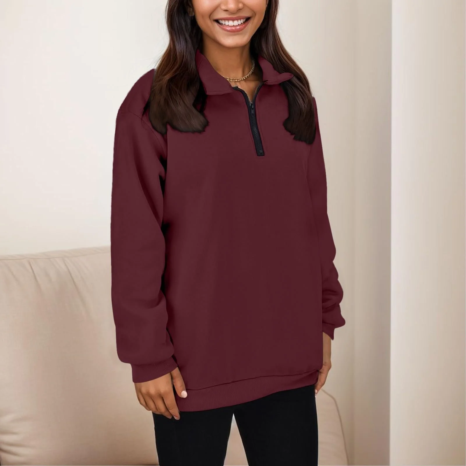 Женские свитшоты на полумолнии Повседневный Милый Спортивный Модный Молния Толстовка Четверть молнии Воротник Длинный рукав Y2K-наряды В стиле кантри Винтаж, фото №3