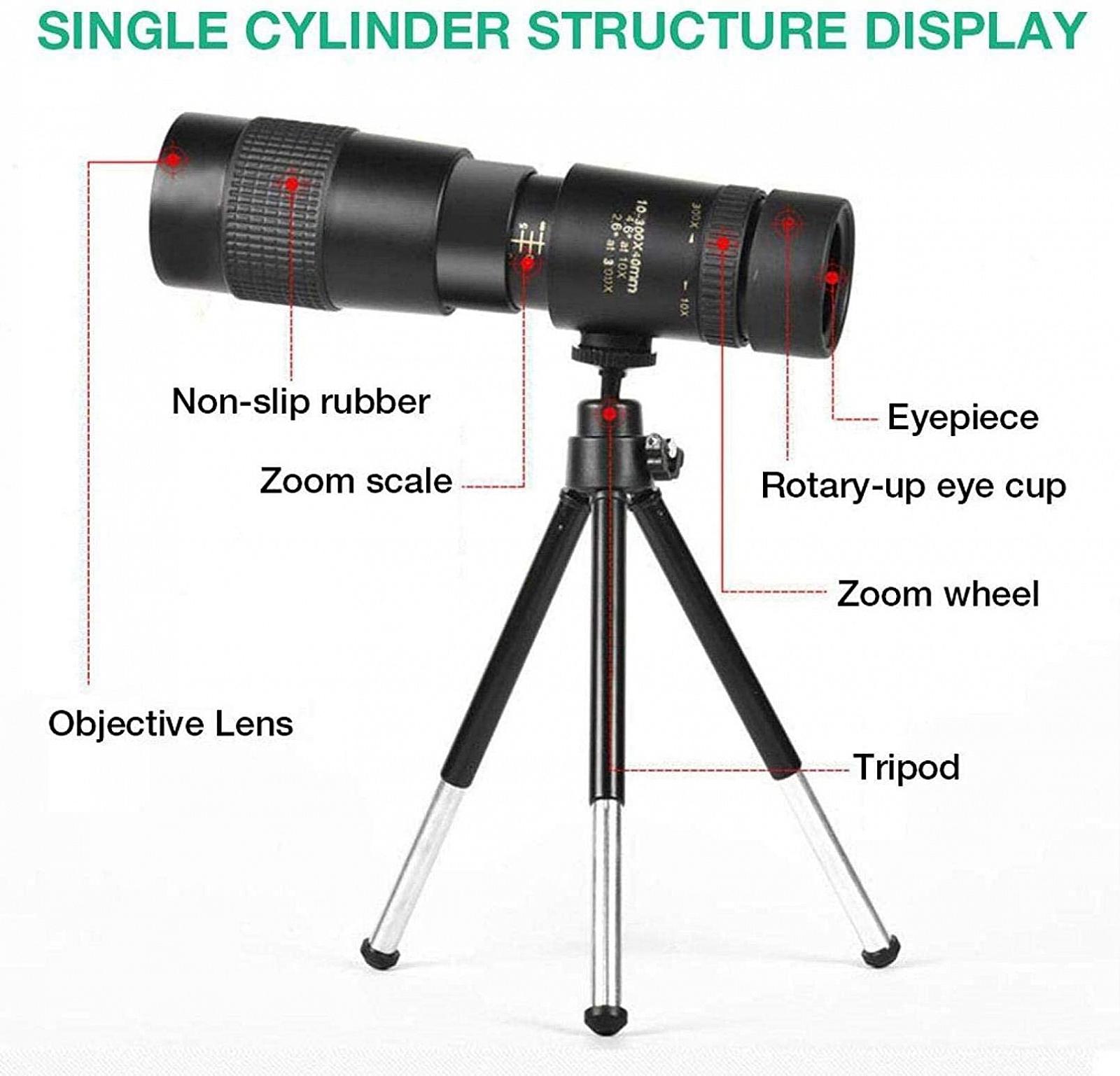 Монокулярний телескоп MRKU Super-Teleobjektiv 4K 10–300 x 40 mm Zoom, фото №6