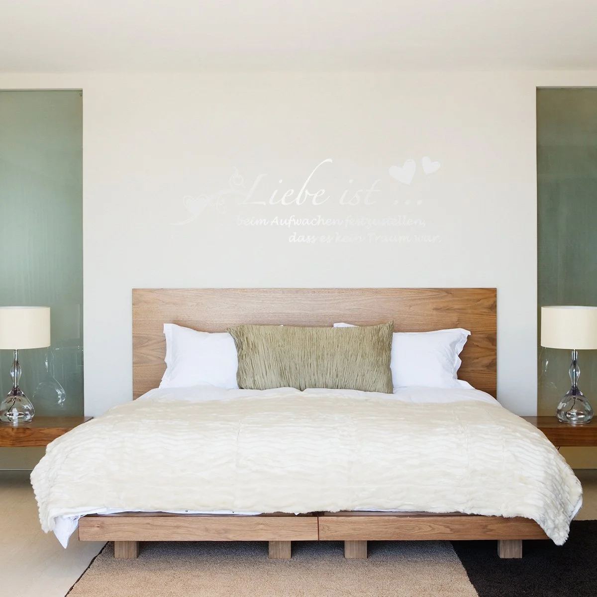 Наклейка на стену WANDKINGS "Liebe ist beim Aufwachen..." 110 x 35 cm Матовая стеклянная пленка, фото №2 Наклейка на стену WANDKINGS "Liebe ist beim Aufwachen..." 110 x 35 cm Матовая стеклянная пленка, фото №2