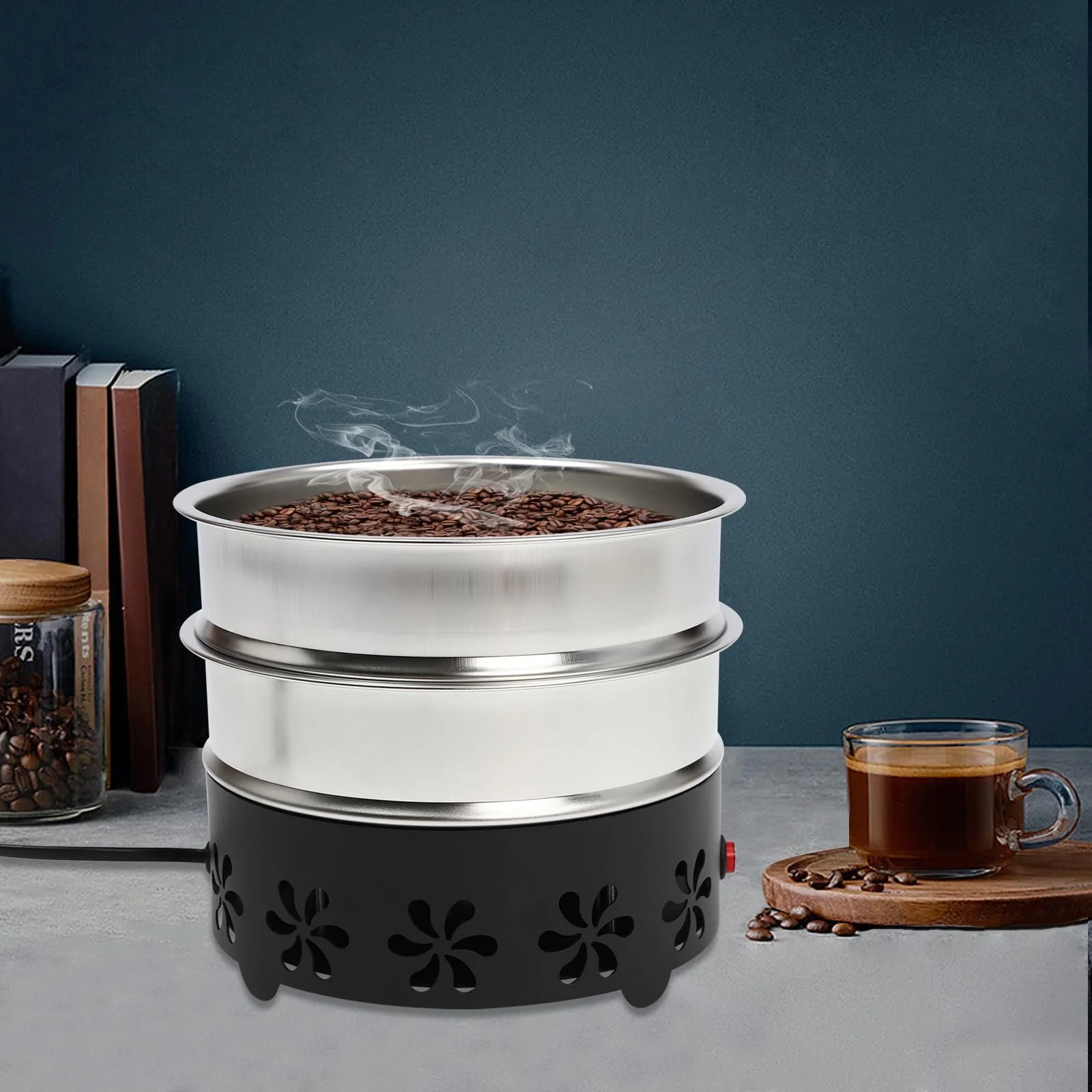 Кофемолка электрическая Машина для охлаждения кофейных зерен с сеткой из нержавеющей стали 304, два слоя, вместимость 0,6 кг (110-220В), фото №7