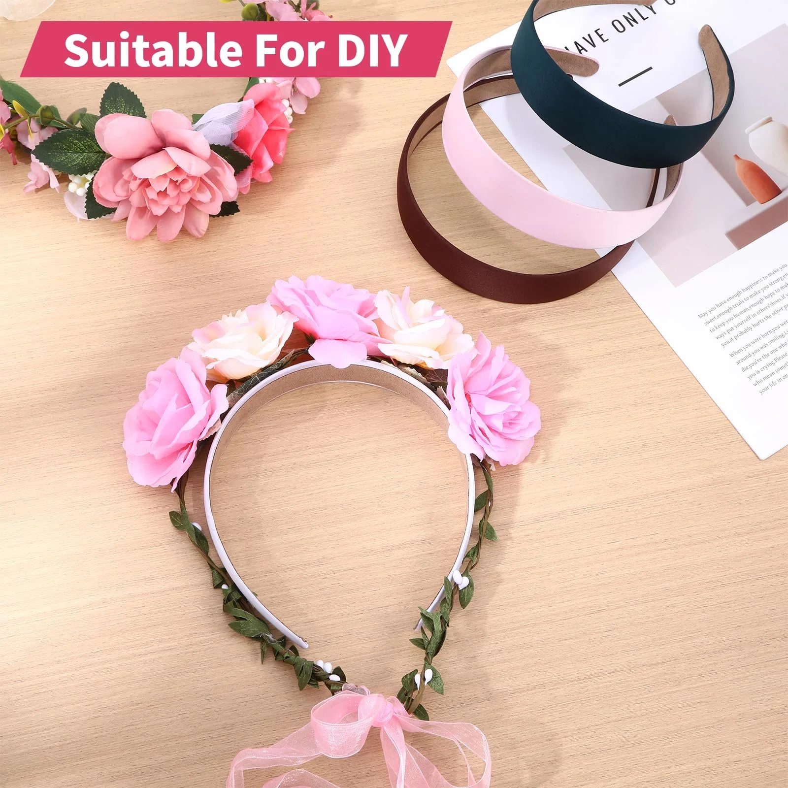 Обруч для волосся Жіночий Широкий з сатиновим покриттям, фото №5