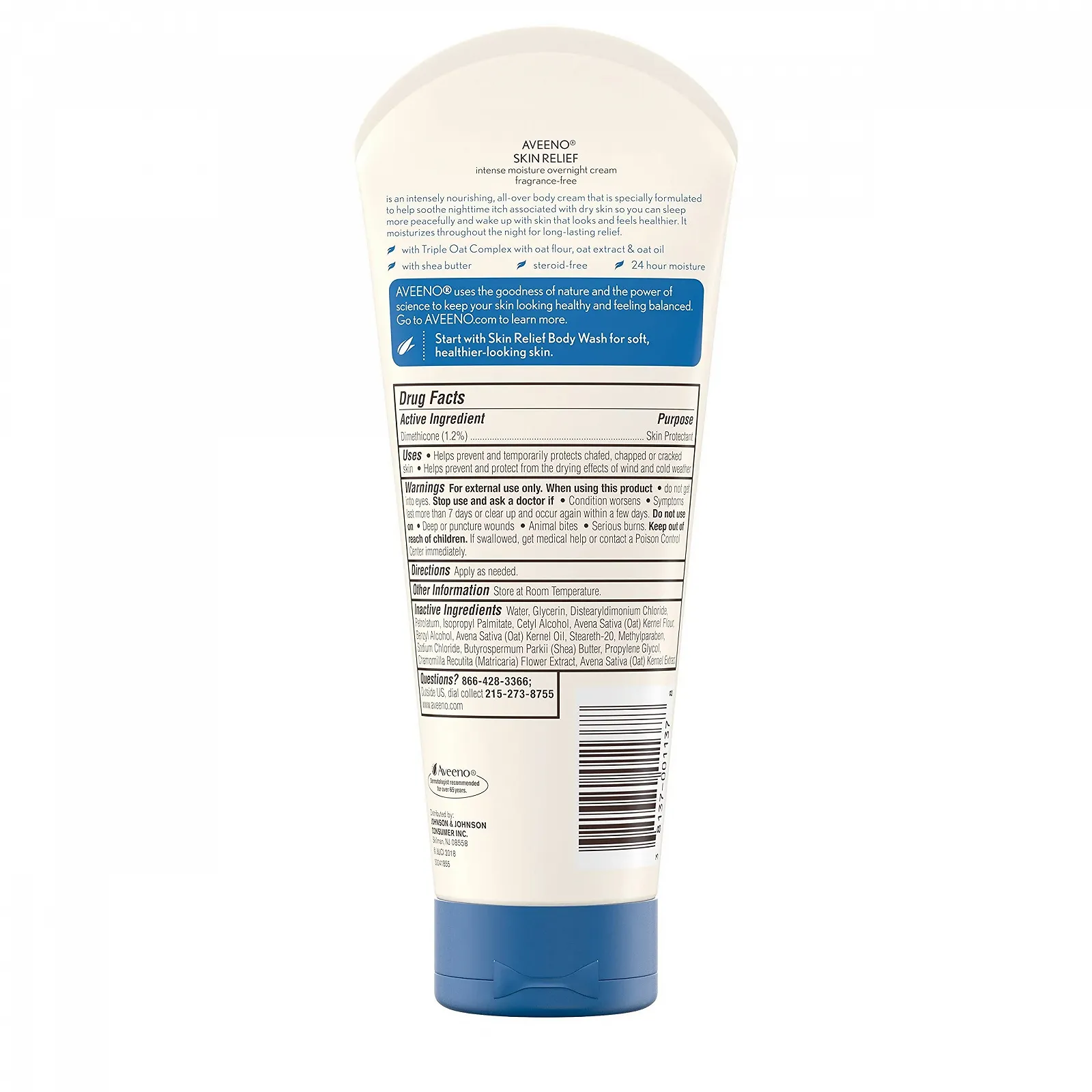 Крем для тіла Aveeno Intense Relief Overnight зволожуючий 207 г, фото №2