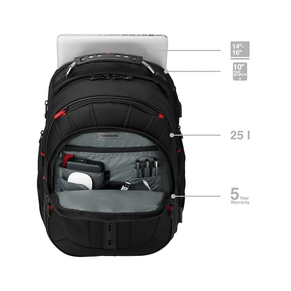 Рюкзак для ноутбука WENGER Pegasus 606492 Deluxe 14-16 дюймов 25 L Черный, фото №3 Рюкзак для ноутбука WENGER Pegasus 606492 Deluxe 14-16 дюймов 25 L Черный, фото №3