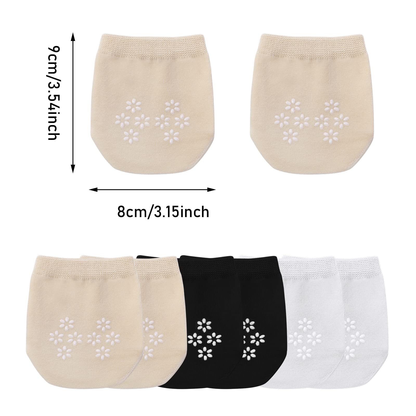 Носки Yolev женские для передней части стопы, 9 пар, нескользящие, силиконовые точки, невидимые носки, носки для пальцев, для балетных туфель, для высоких каблуков, белый, черный, телесный, фото №2