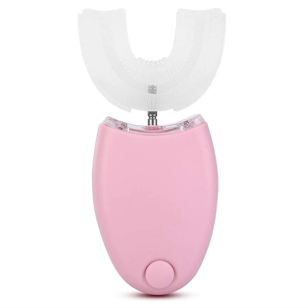 Электрическая зубная щетка U-образная для взрослых Автоматическая Отбеливание Blu-ray Розовая, фото №3