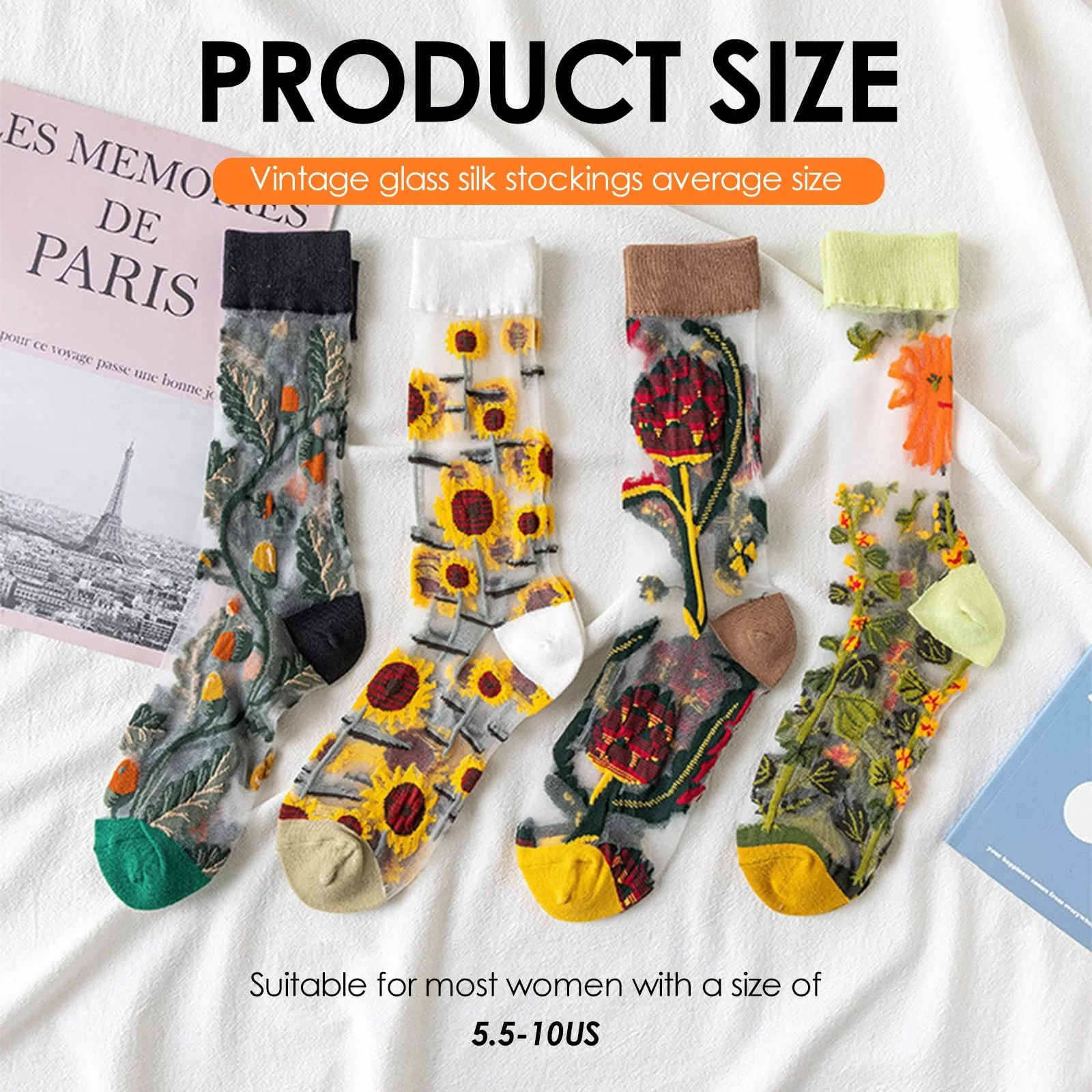 Шкарпетки жіночі прозорі візерункові, фото №5