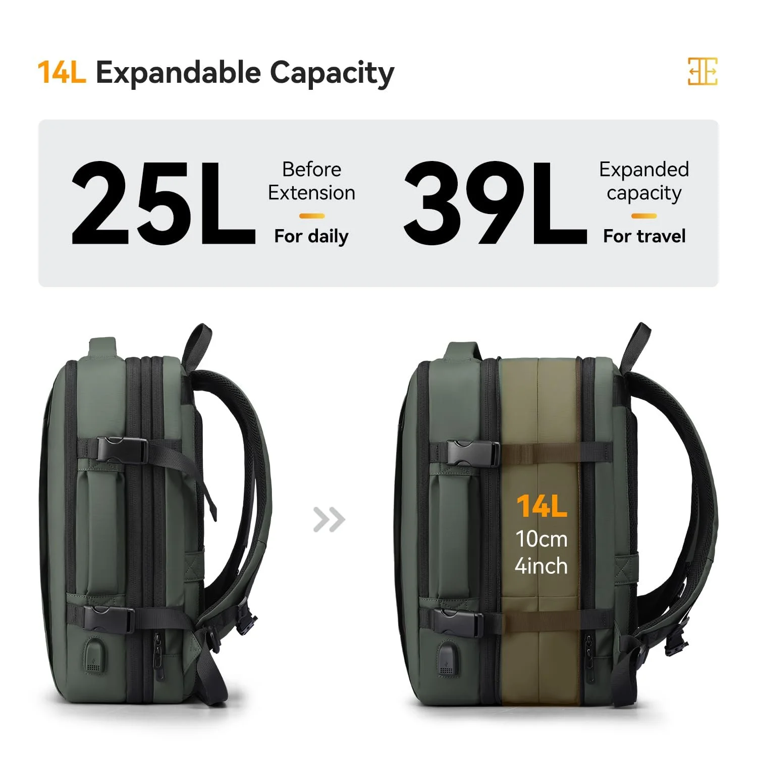 Рюкзак для ноутбука Mark Ryden Expandable 25-40 L 17.3 Inch USB Charging Port YKK Waterproof, фото №4 Рюкзак для ноутбука Mark Ryden Expandable 25-40 L 17.3 Inch USB Charging Port YKK Waterproof, фото №4