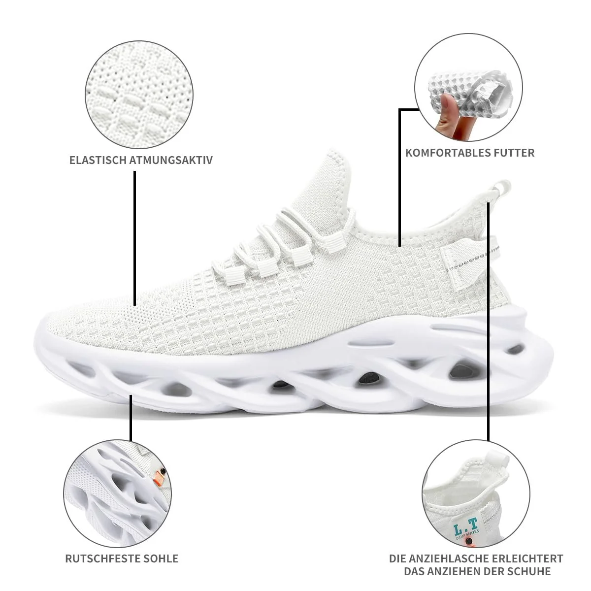 Чоловічі кросівки для бігу ZDFQLGV Спортивне взуття для ходьби Дихаюча гумова підошва, фото №3