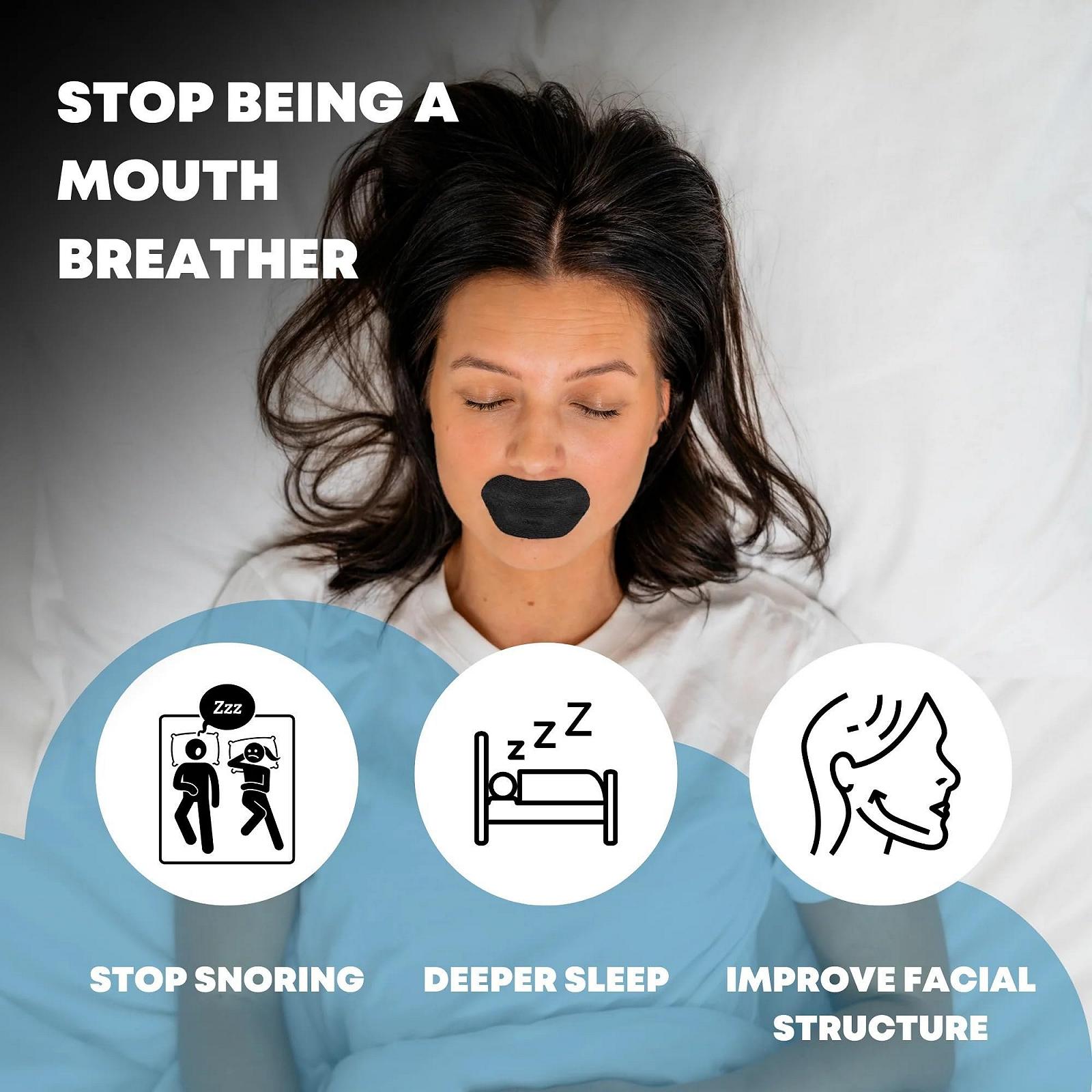 Стрічки для рота для сну (30 шт.) проти хропіння, чорні, фото №2