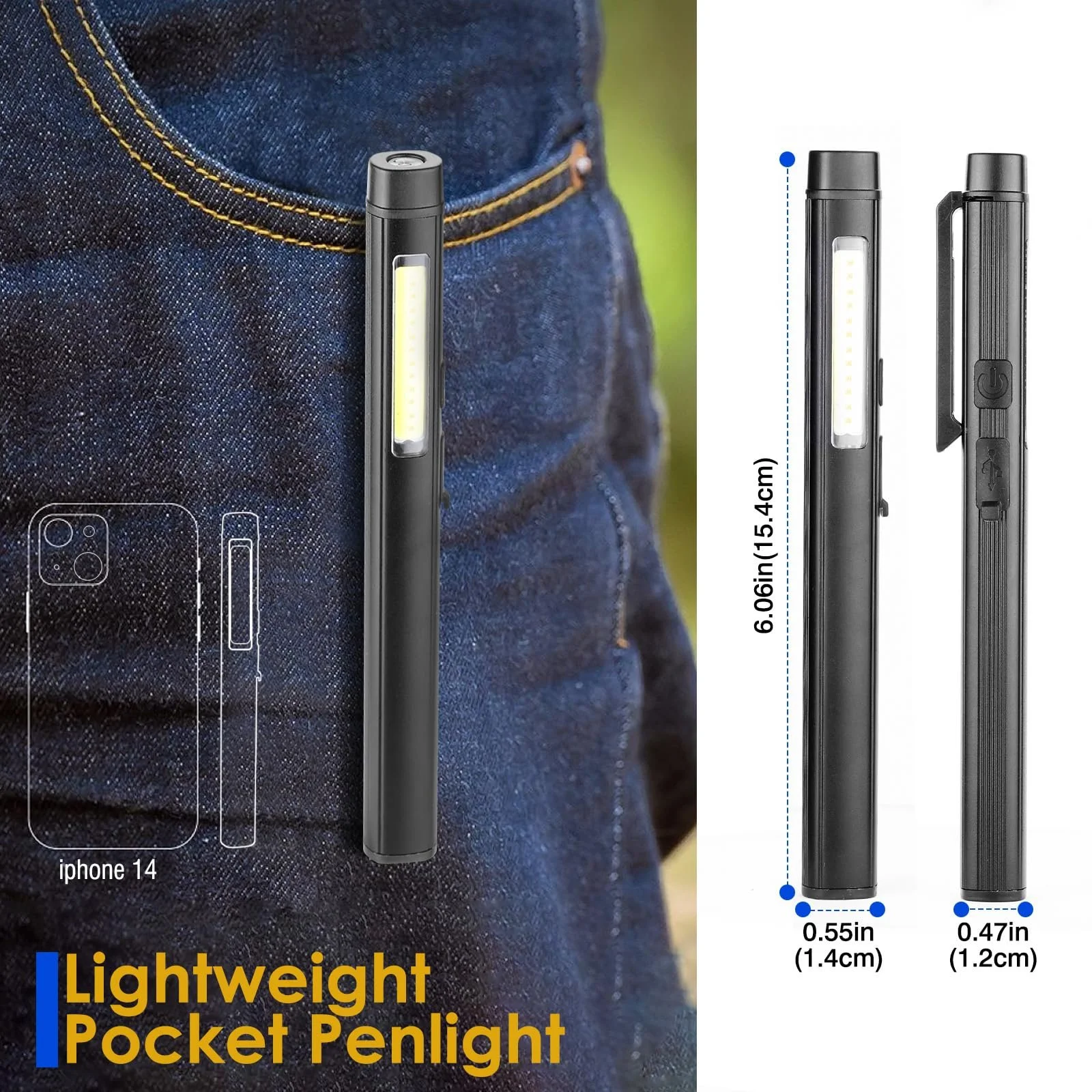 Ліхтарик WholeFire Mini UV Blacklight, 800 люмен, висока яскравість, світлодіодний кишеньковий з 365nm УФ чорним світлом, 4 режими з COB світлом та магнітом, фото №5