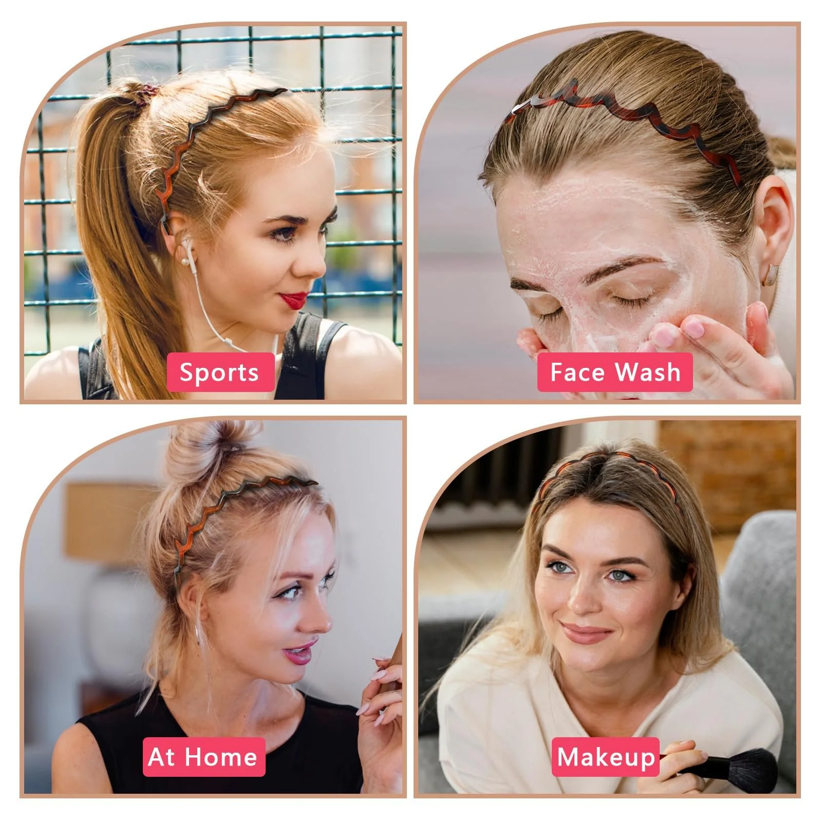 Пластиковий обруч для волосся Non Slip з гребінцем, фото №5