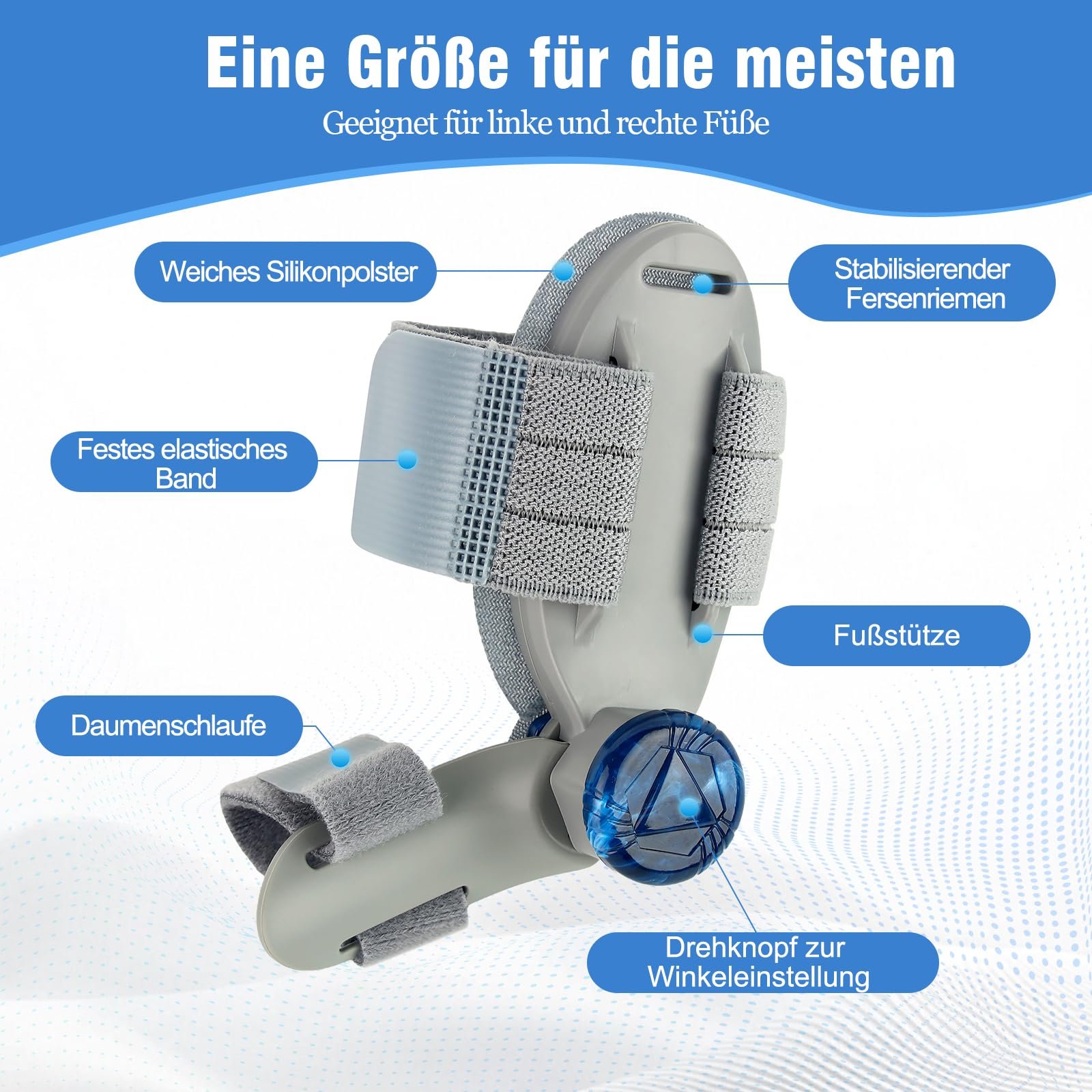 Коректор Hallux Valgus Регульована шина з поворотним регулятором для корекції кута та м'якою гелевою подушечкою, фото №2