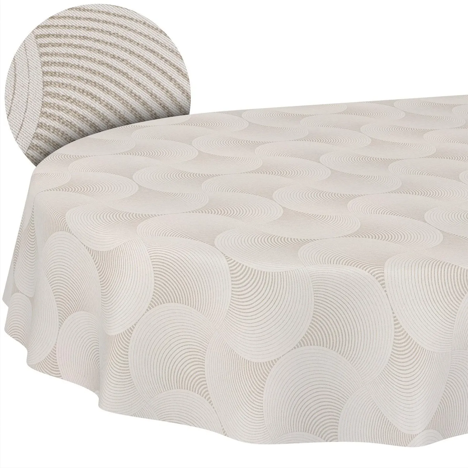 Скатертина Curva Lotus Effect мийна з бавовни та поліестеру овальна 180 x 140 см сіра, фото №1