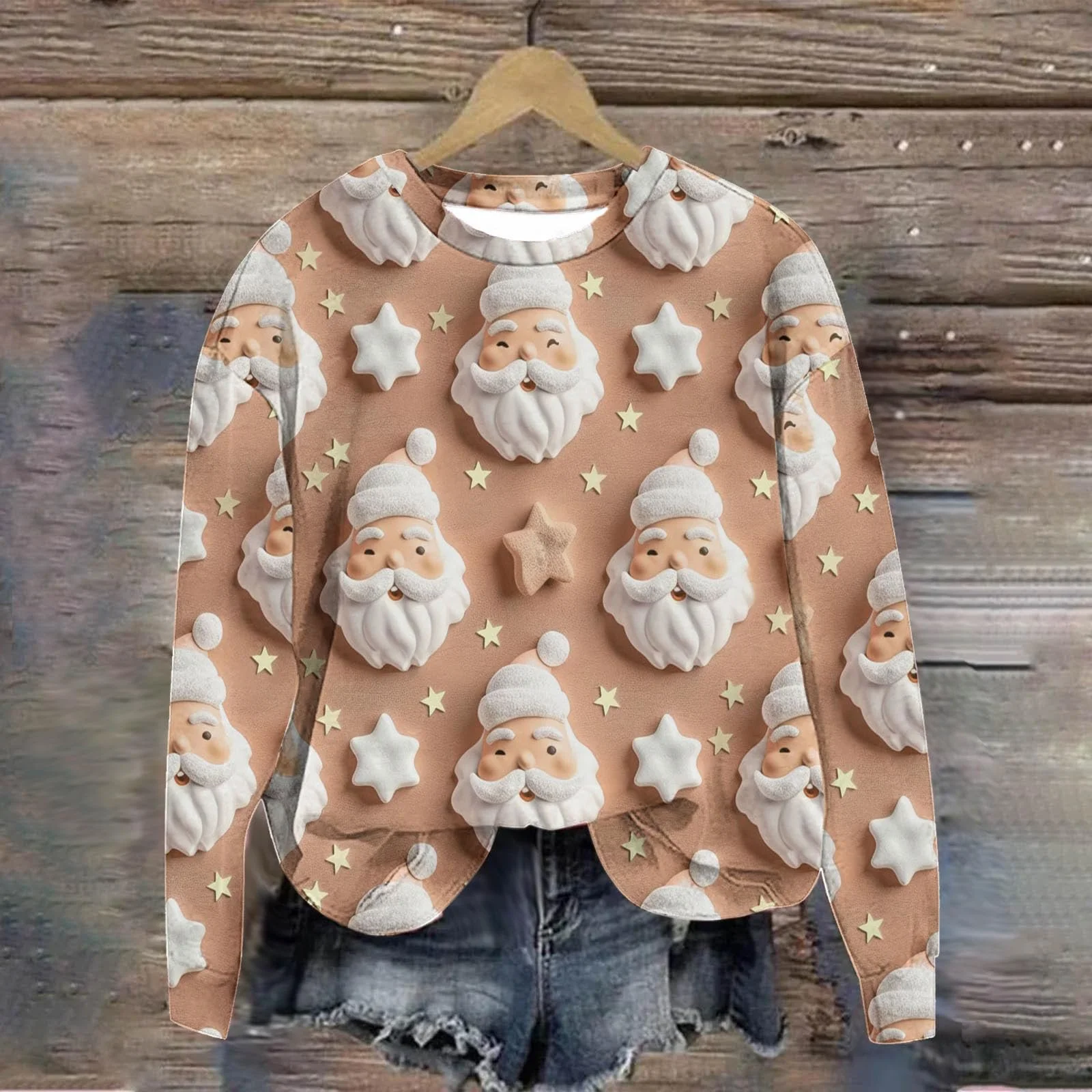 Женский Рождественский Свитшот с круглым вырезом, Рождественский Джемпер, Зимний Джемпер, фото №2 Женский Рождественский Свитшот с круглым вырезом, Рождественский Джемпер, Зимний Джемпер, фото №2