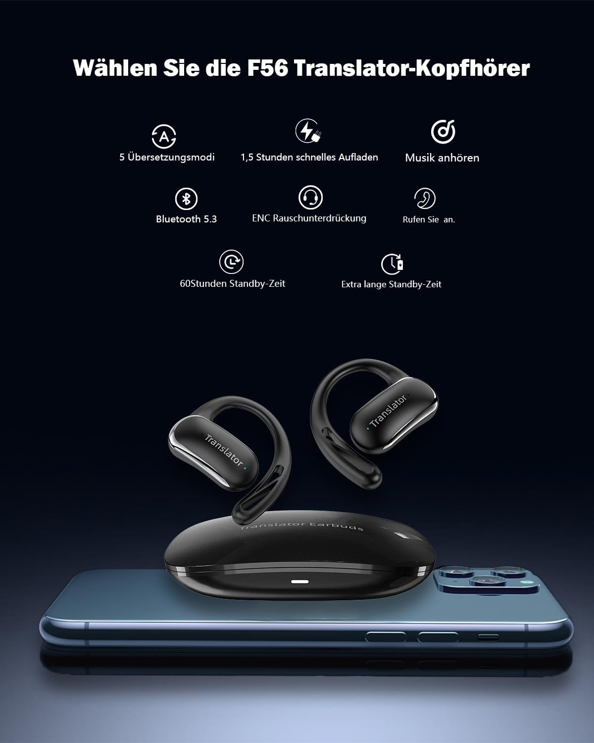 Навушники-перекладачі Ai, для перекладу без Інтернету, 144 мови онлайн і 11 мов офлайн, фото №6