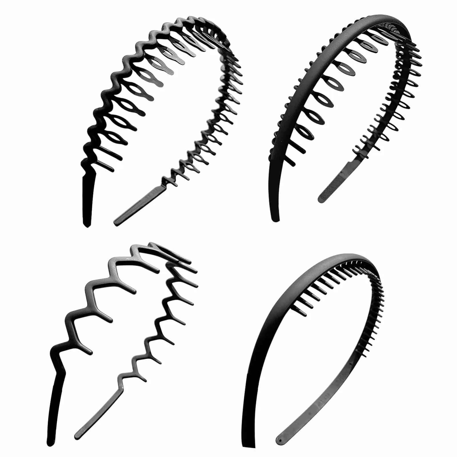 Набір з 4 обручів для волосся, матові чорні, фото №2 Набір з 4 обручів для волосся, матові чорні, фото №2