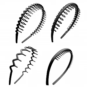 Набор из 4 обручей для волос, матовые черные. synthetic.ua - Фото 1