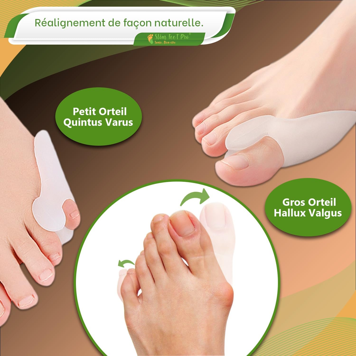 Роздільник для пальців ніг SLIM FEET PRO 2 пари Hallux Valgus для грубої шкіри та роздільники для пальців ніг знеболення, фото №3