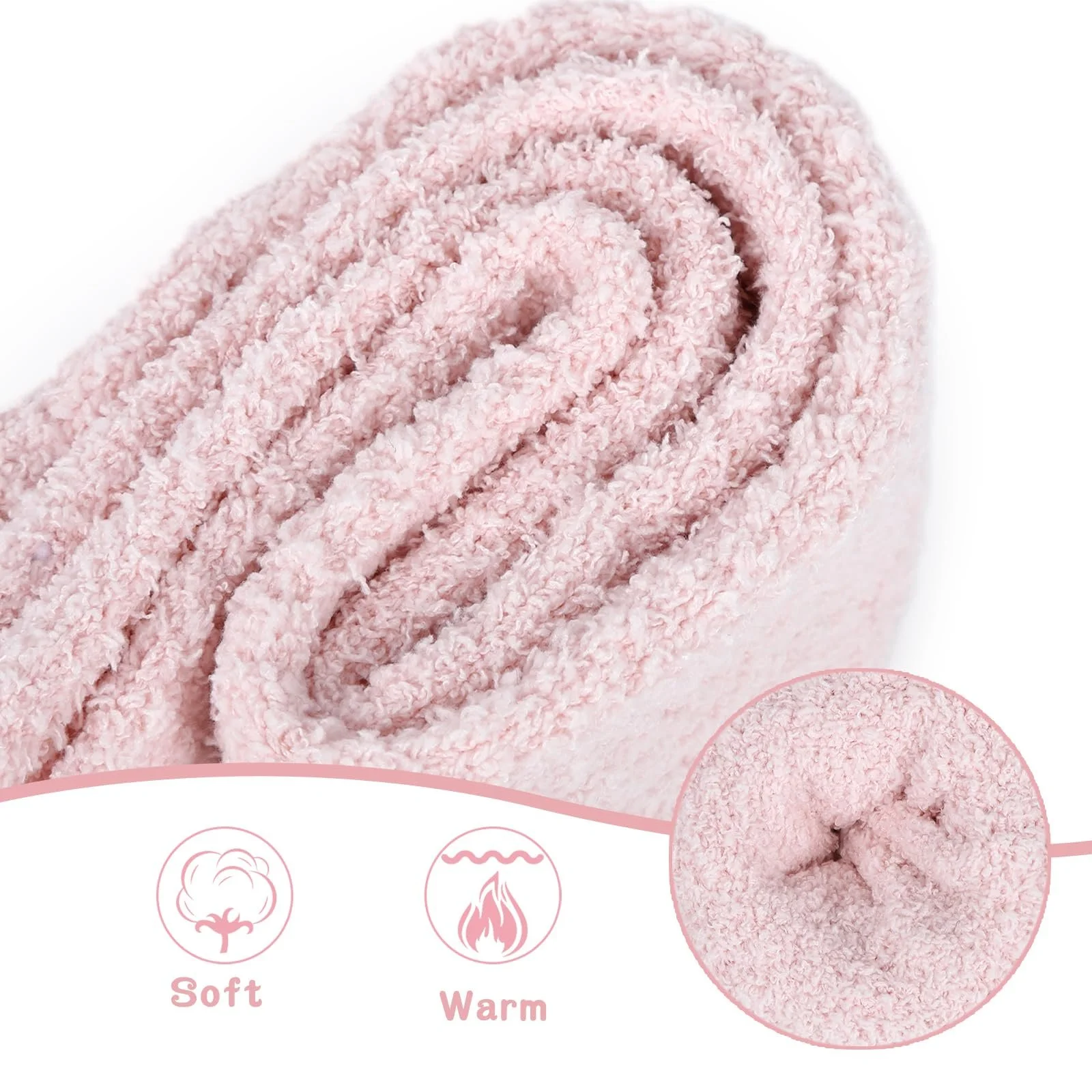 Женские носки Fadcaer до колен, 3 пары, пушистые, теплые, из кораллового флиса, выше колена, фото №4