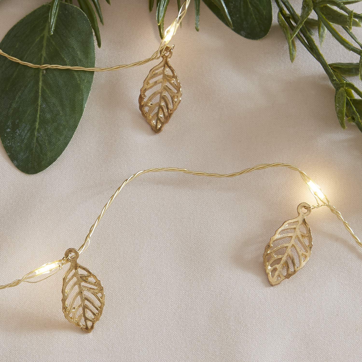 Гирлянда Lights4fun 20 Gold Leaf Warm White Micro LED, золотая, фото №2