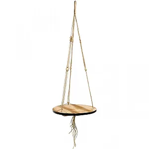 Полка-качели для растений Viana дерево макраме джутовая веревка 34 см 84 см натуральный колер - Фото 1