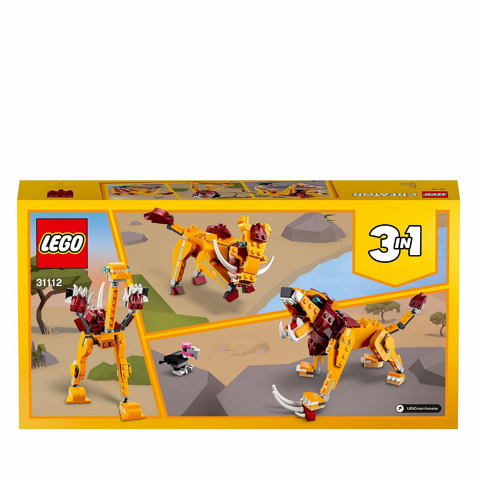 Конструктор LEGO Creator 3-in-1 31112 Дикий лев Страус и бородавочник Игрушечные животные для детей, фото №5