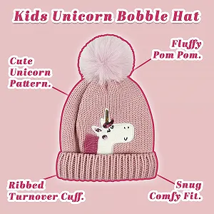 Шапка Единорог для девочек Sock Snob с помпоном, зимняя synthetic.ua - Фото 1