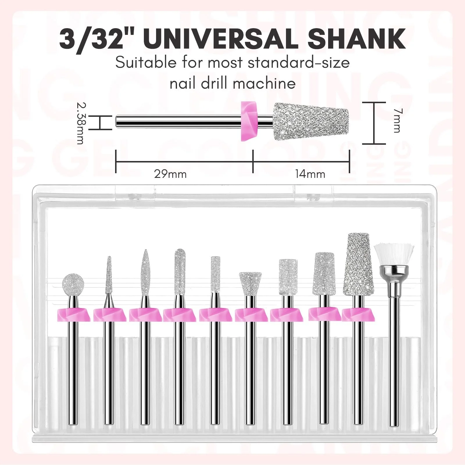 Набір алмазних насадок для манікюрного дриля Makartt Diamond 10 шт, фото №4