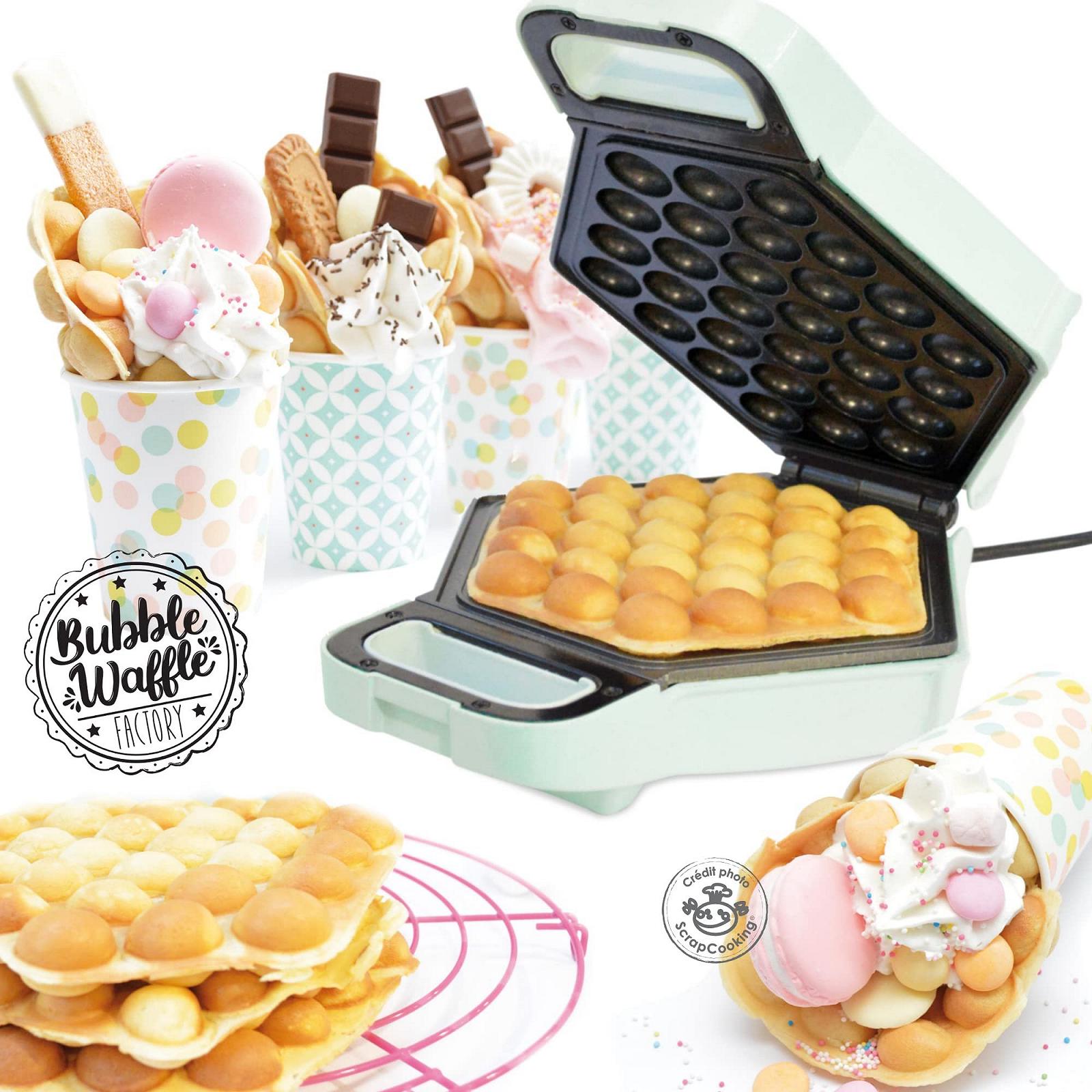 Вафельница Scrap Cooking Bubble Factory - электрическая для гонконгских вафель, 180° вращение, антипригарное покрытие, диаметр 20 см, водяной зеленый, фото №6