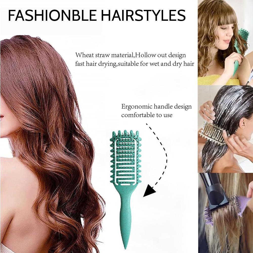 Щітка для укладання волосся з щетиною кабана Define Styling Brush Зелена, фото №6