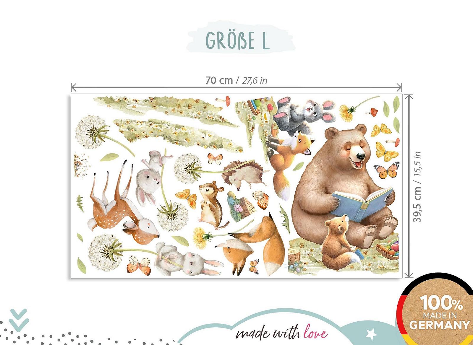 Наклейка на стену Little Deco DL5066 L Лесные животные медведь лиса, фото №4