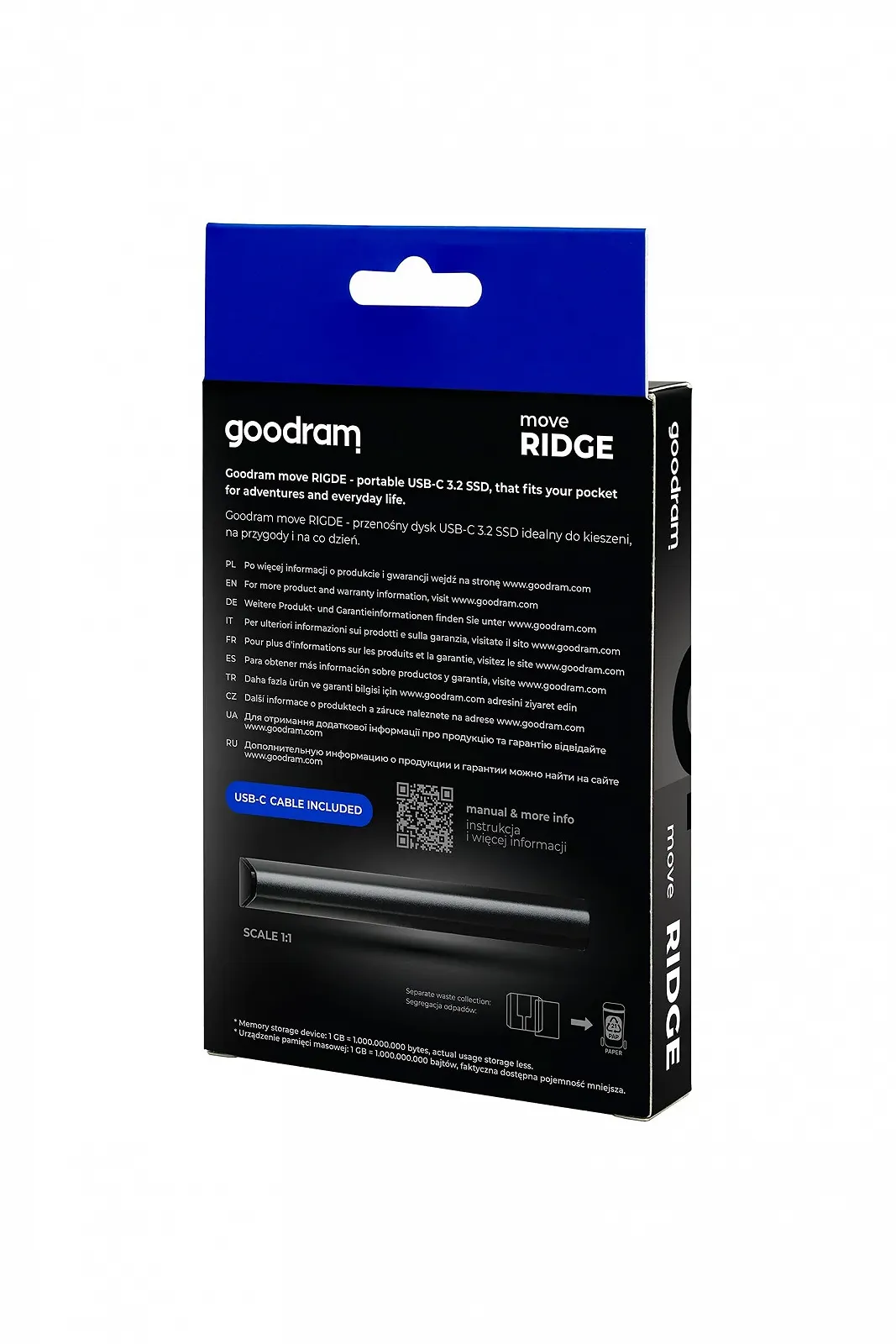 Внешний SSD накопитель GoodRam Move Ridge 2TB 2000 MB/s USB 3.2 Gen. 2 x 2 Type-C Черный, фото №2