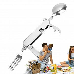 Набір кухонних приборів 4-в-1 для кемпінгу важкий обов'язковий компактний портативний з нержавіючої сталі - Фото 1