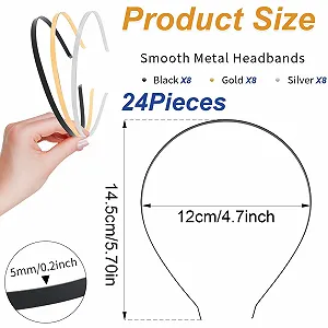 Обруч Металлический 8 x Золотой + 8 x Серебряный + 8 x Черный synthetic.ua - Фото 1