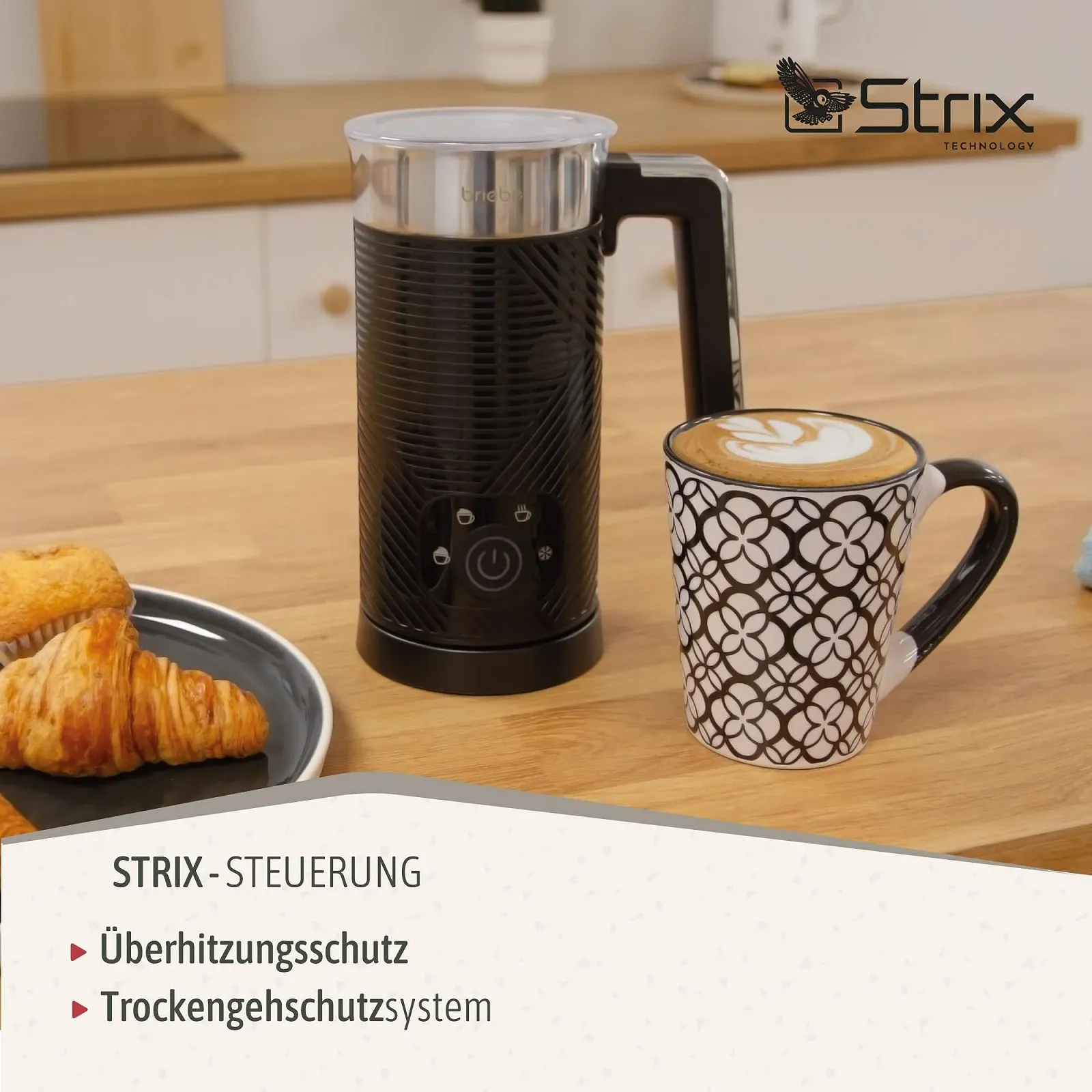 Набор кофеварка и электрический вспениватель молока briebe Elegance 10 чашек, 1.25 L, 4-в-1, Черный, фото №7