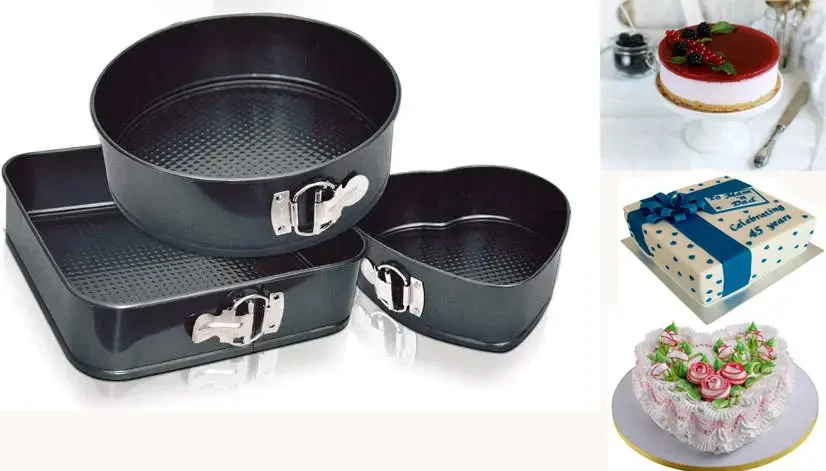 Набор разъемных форм для выпечки выпекания коржей тортов кексов сердце круг квадрат UNIQUE UN-1703 3 в 1, фото №2 Набор разъемных форм для выпечки выпекания коржей тортов кексов сердце круг квадрат UNIQUE UN-1703 3 в 1, фото №2