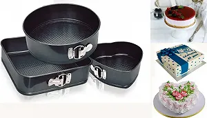 Набор разъемных форм для выпечки выпекания коржей тортов кексов сердце круг квадрат UNIQUE UN-1703 3 в 1 synthetic.ua - Фото 1