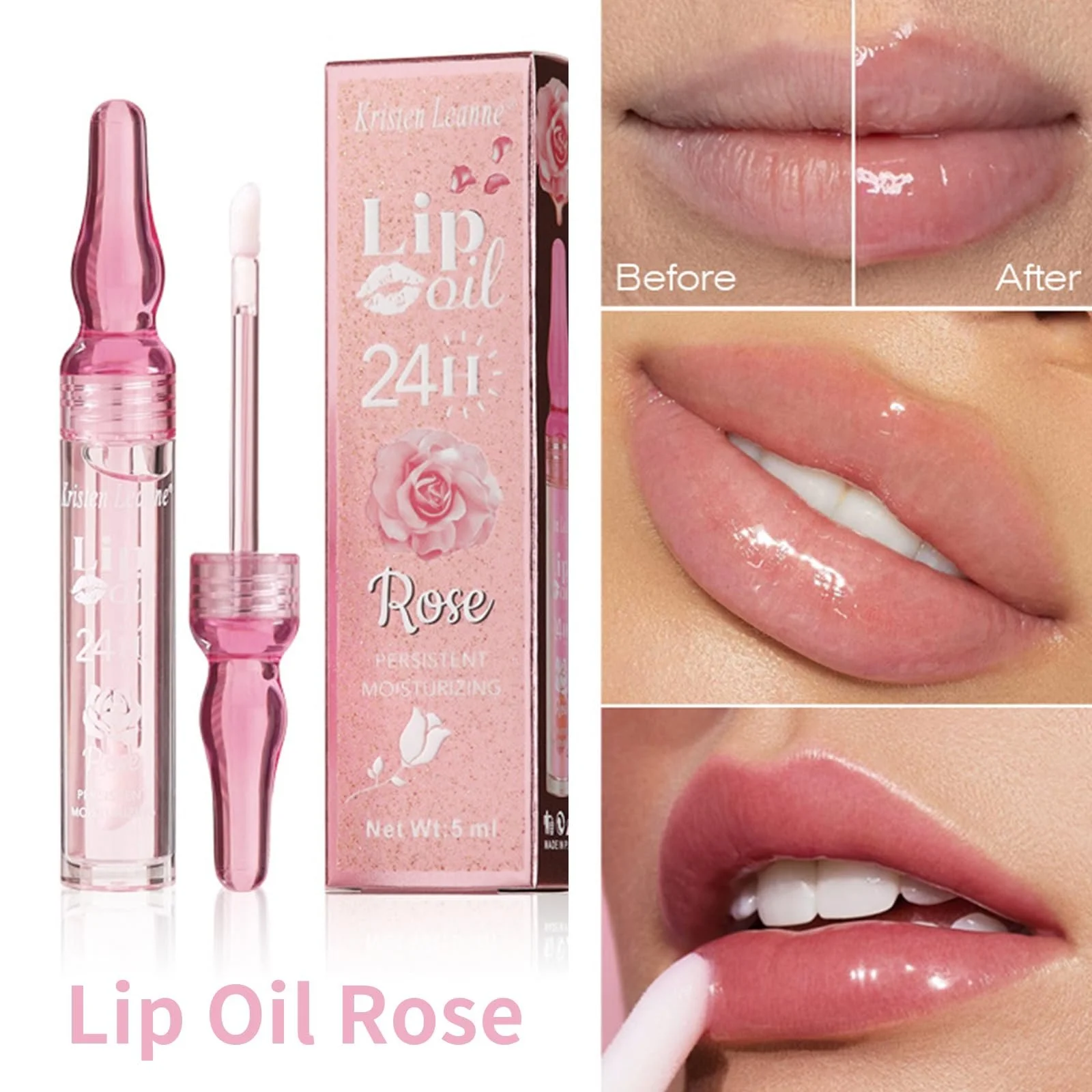 Масло для губ Увлажняющее, Rose Flavour, Прозрачное, для сухих губ, для ухода за губами, Роза, фото №3