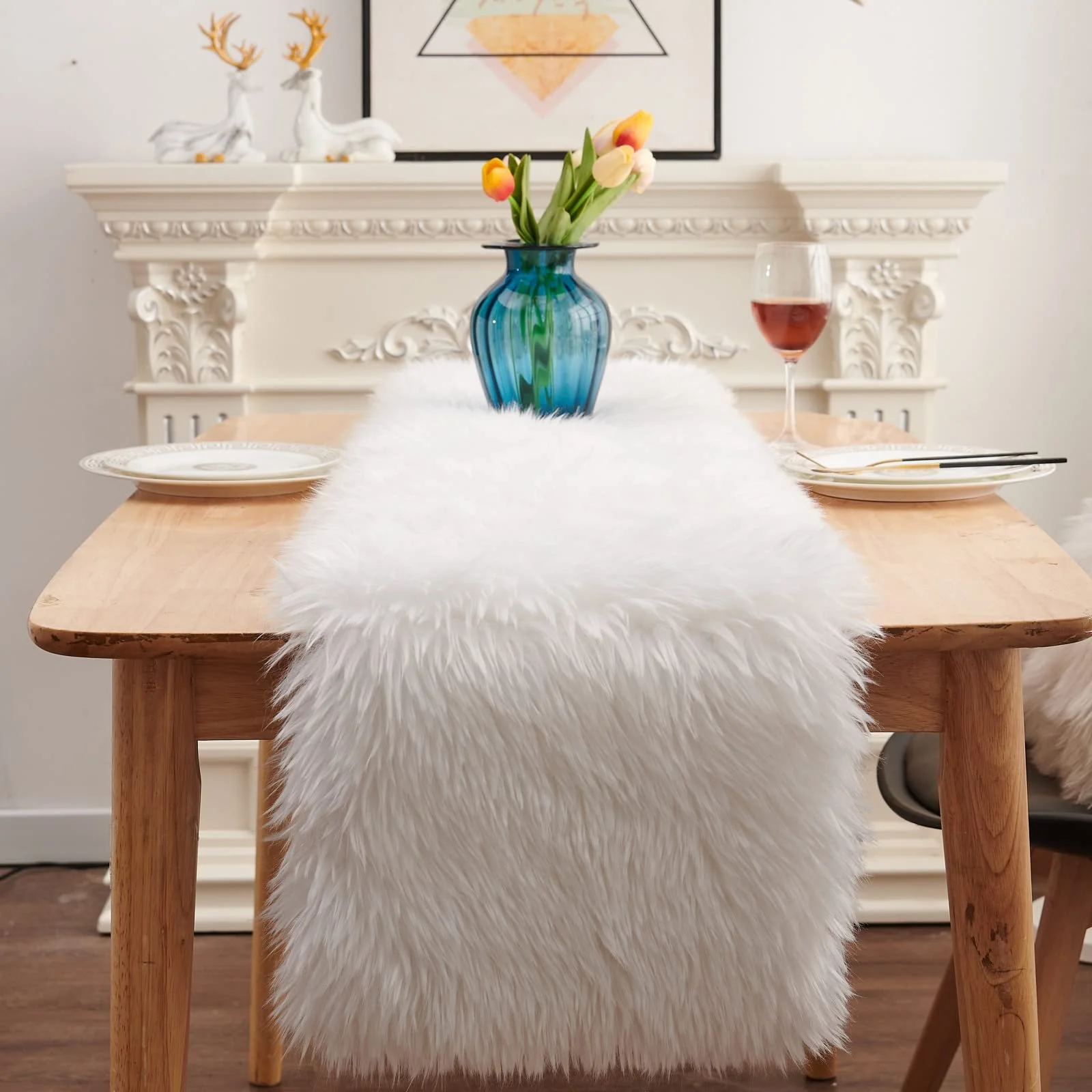 Ранер Modern Small White Fur Штучне хутро Білий, фото №3