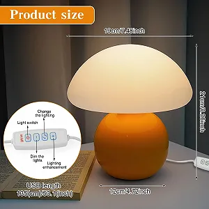 Настільна лампа Mushroom LED Керамічна Регульована Помаранчевий synthetic.ua - Фото 1