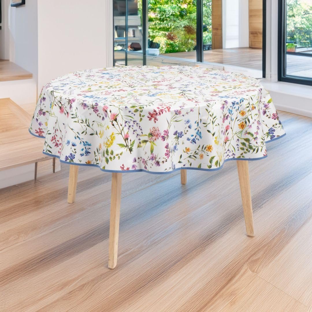 Скатертина laro Premium Line Summer Flowers кругла ПВХ водонепроникна, фото №3