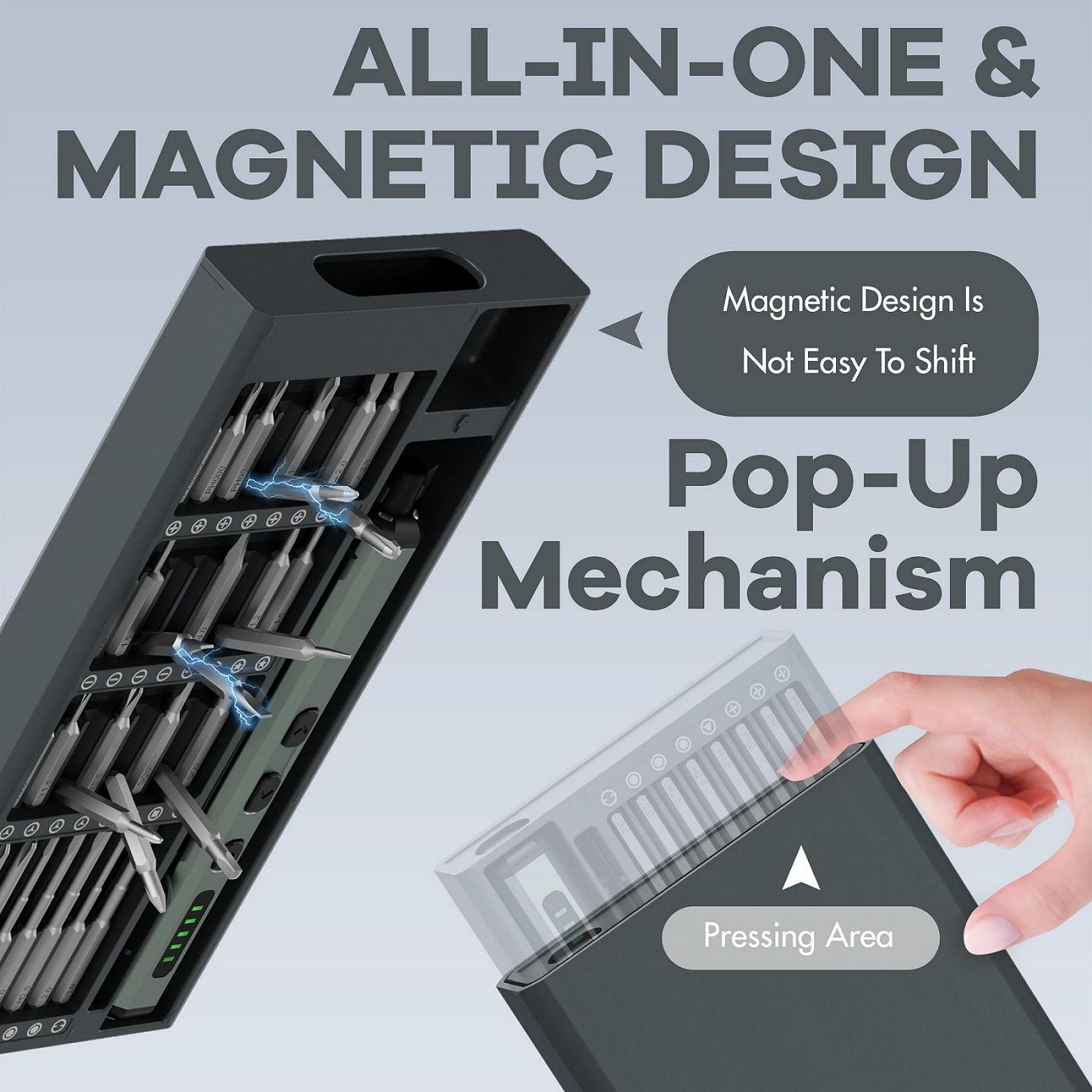 Набір викруток Heylad Precision Electric 3.7 V 68 in 1 Magnetic Battery 5/32 Inch Hexagonal Precision, фото №6